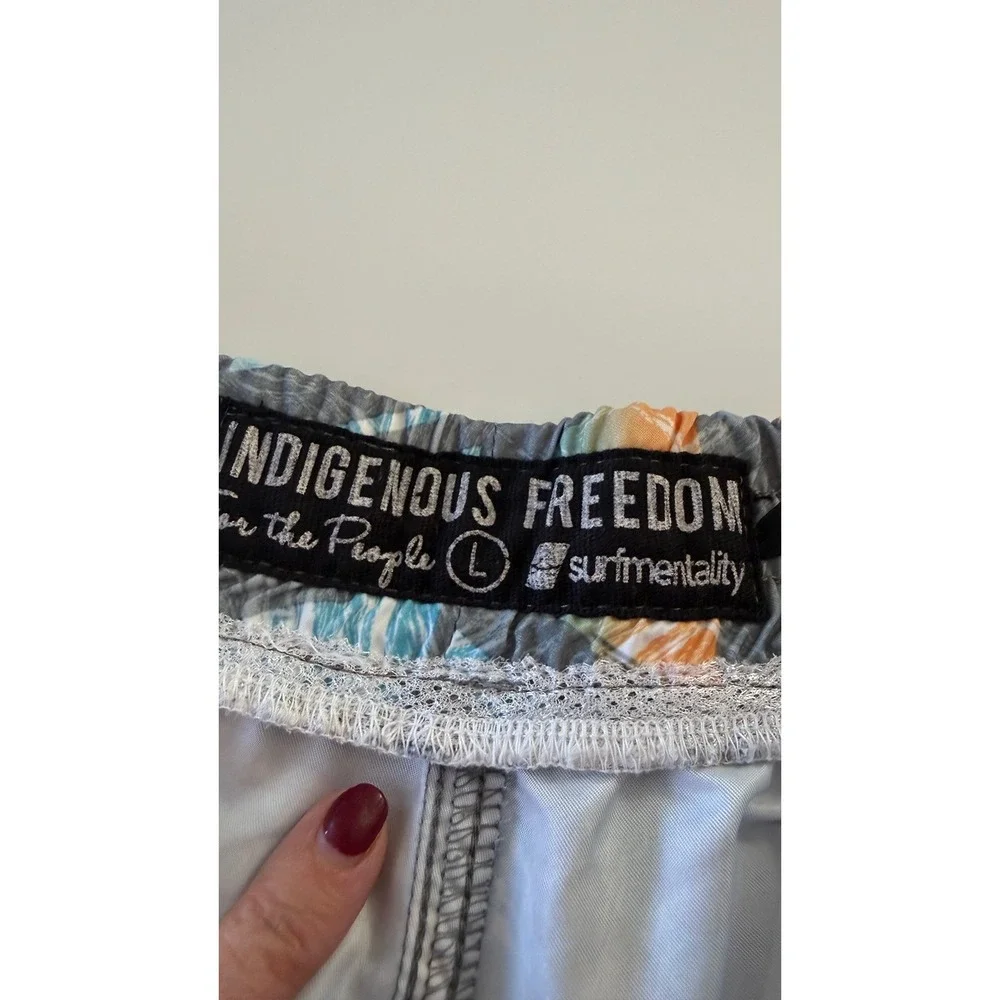 Indigenous Freedom Men's L‎ Swim Trunks Board Shorts Geometric Print Drawstring